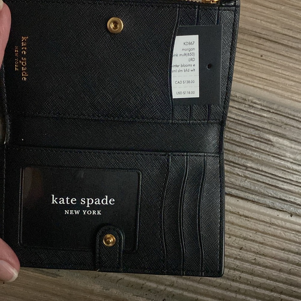 Kate Spade Morgan Winter Blooms Embossed Saffiano Leather Slim Bifold Wallet - Picture 4 of 4